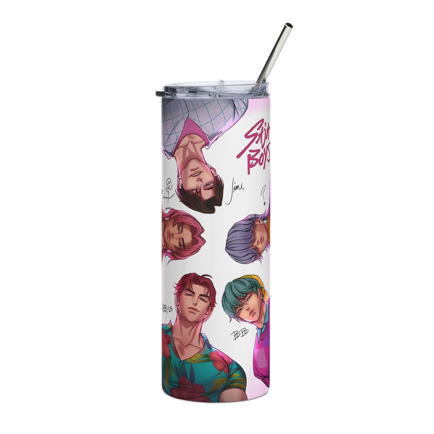 Stylized Character Collage Tumbler | 20oz Stainless Steel