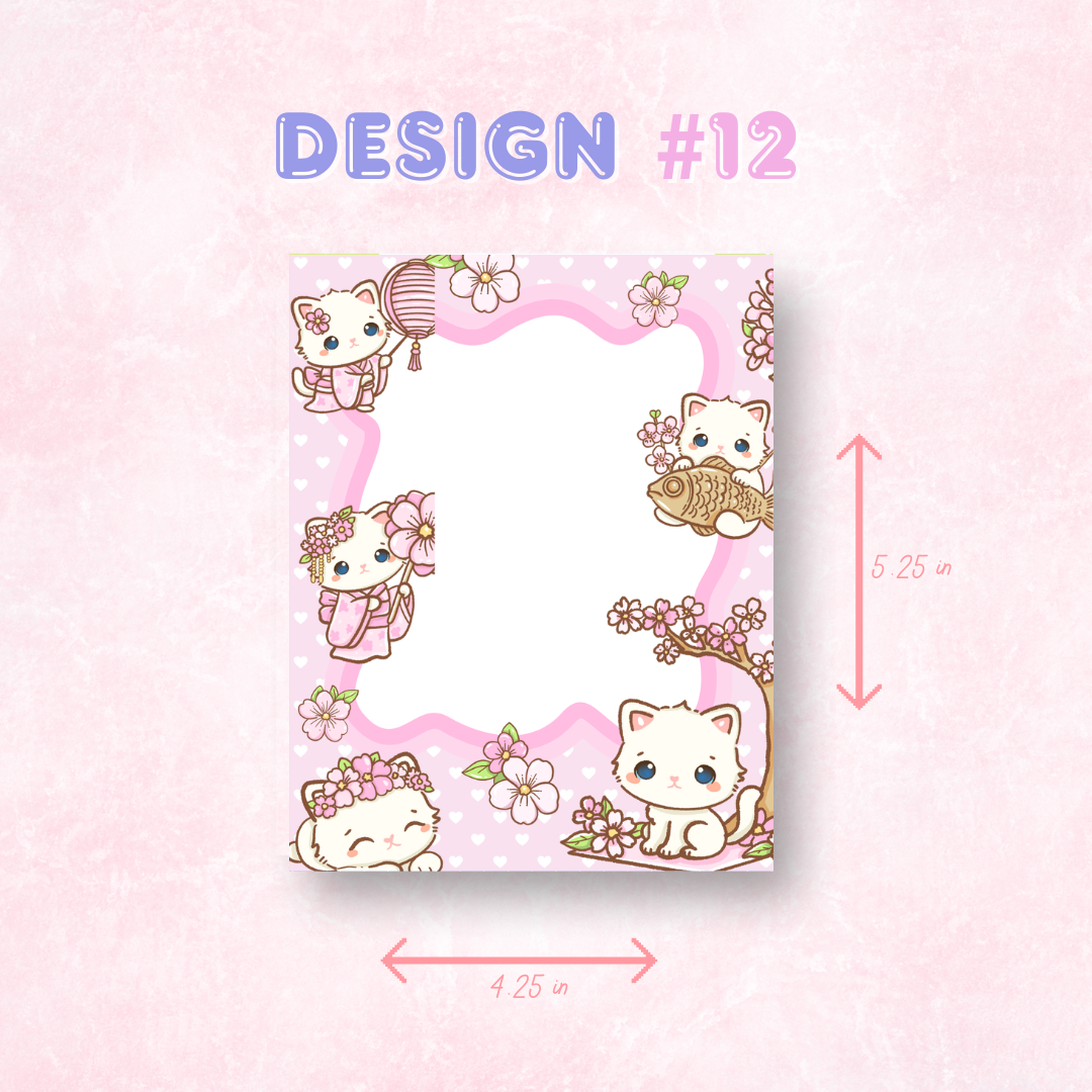 Kawaii Sticky Notepads | 50 Sheets (4.25 in x 5.25 in)
