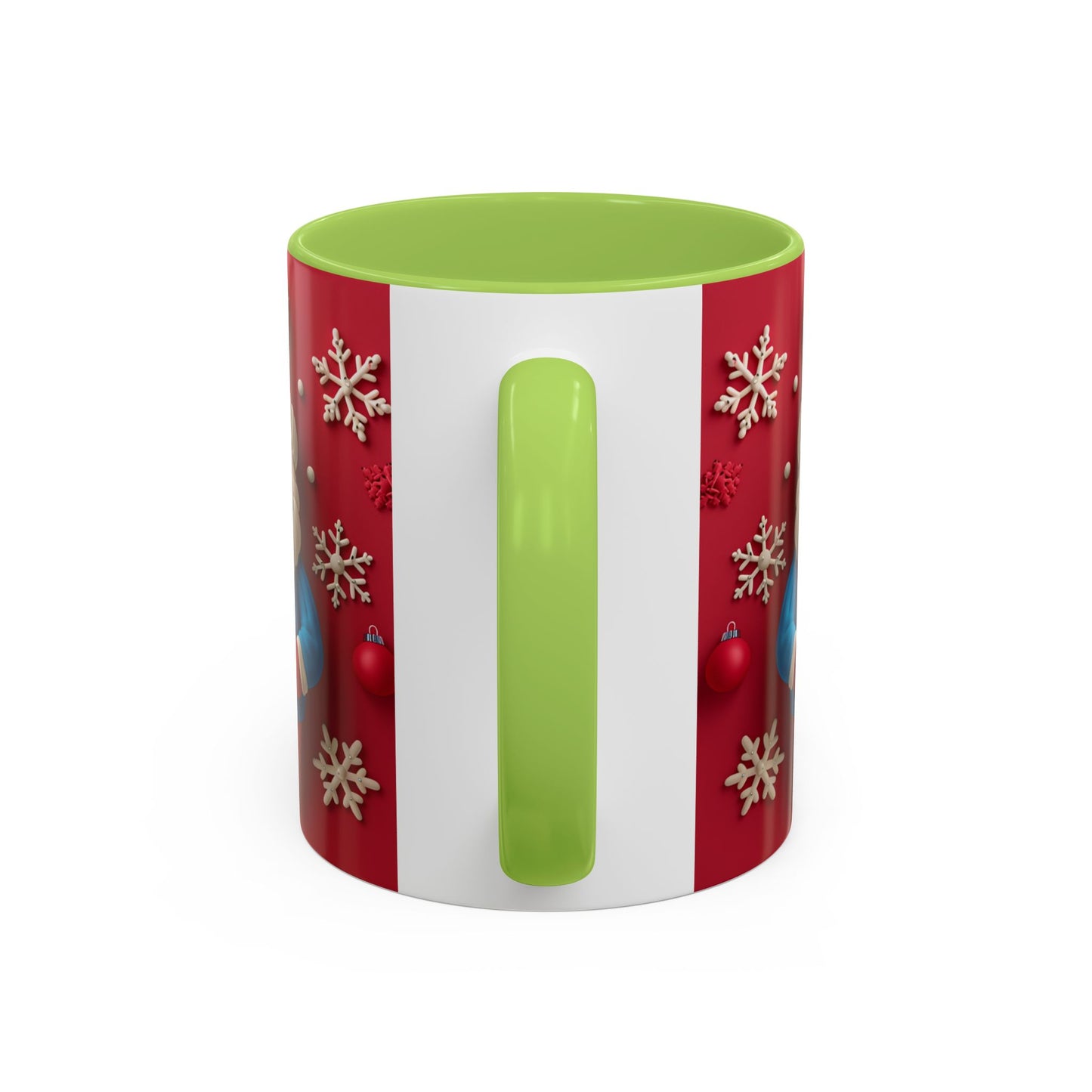 Clay Santa Pattern Mug | Christmas Snowflake Accent Coffee Mug