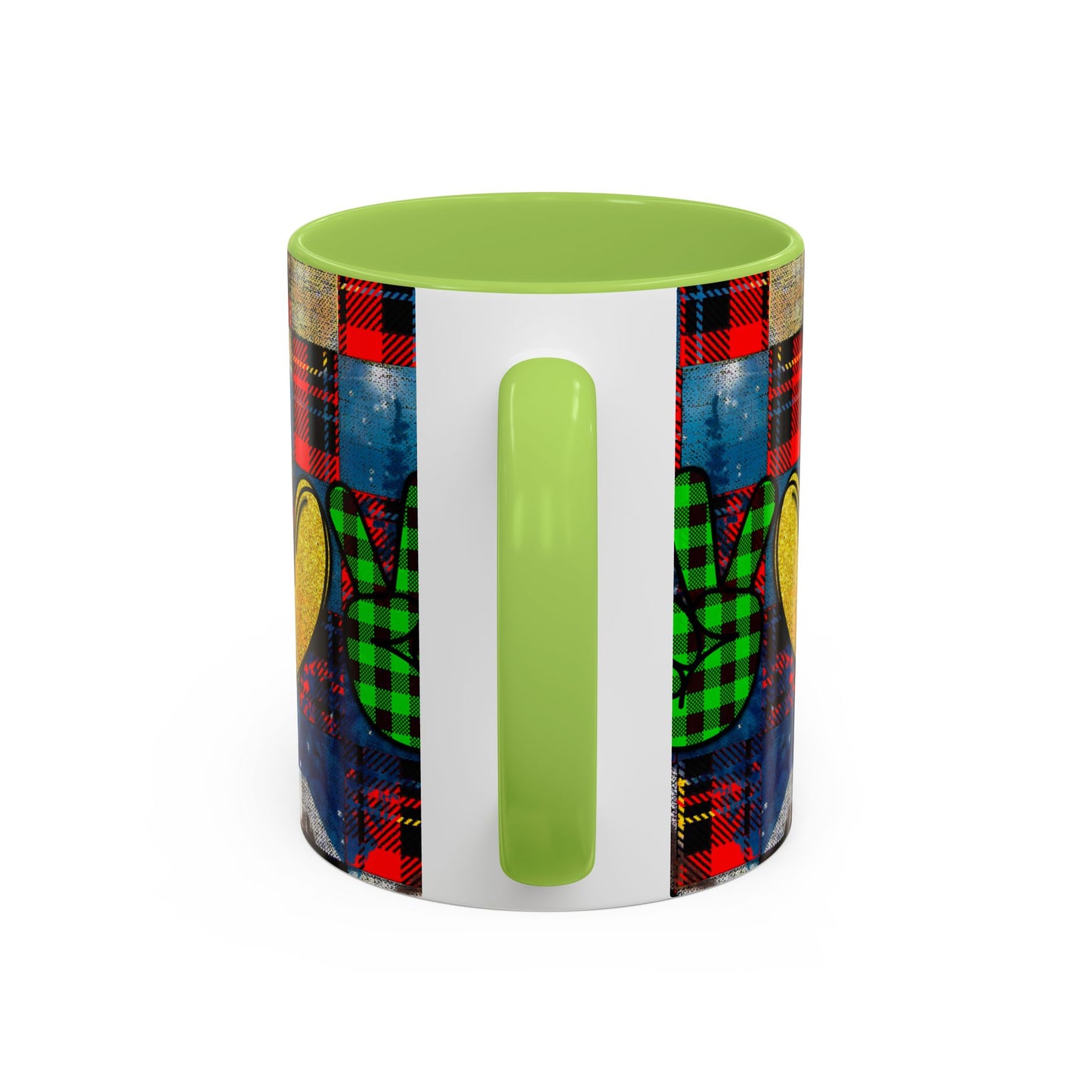 Plaid Christmas Trees Heart Mug | Accent Coffee Mug