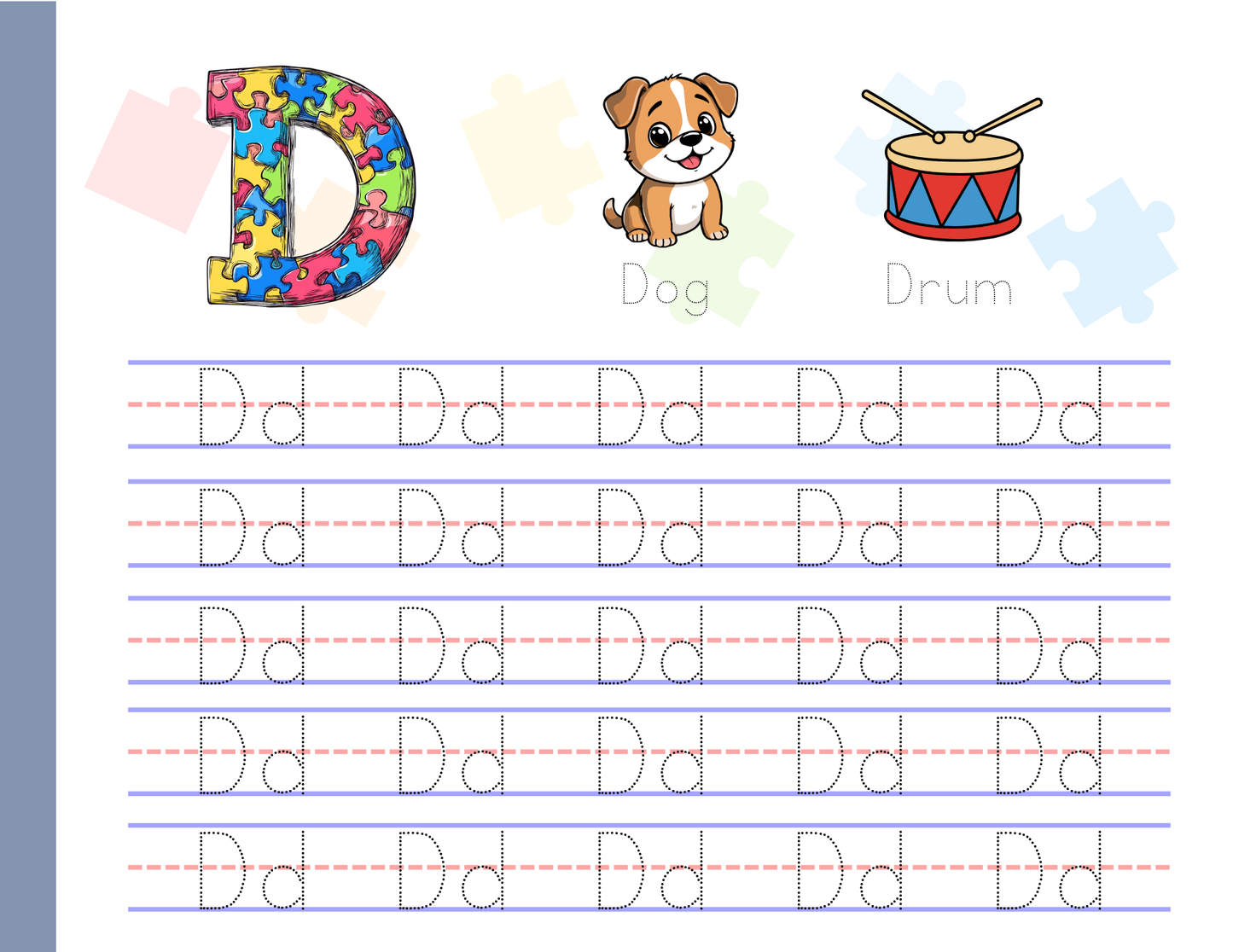 Alphabet Tracing Pad - Jigsaw Theme | Digital Download