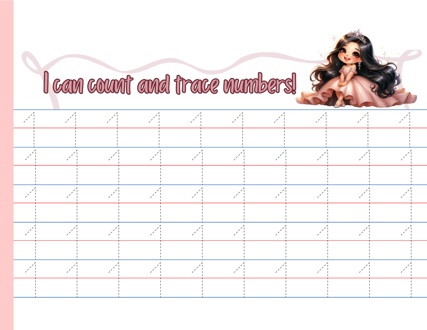 Number Tracing Pad - Princess Theme | Digital Download