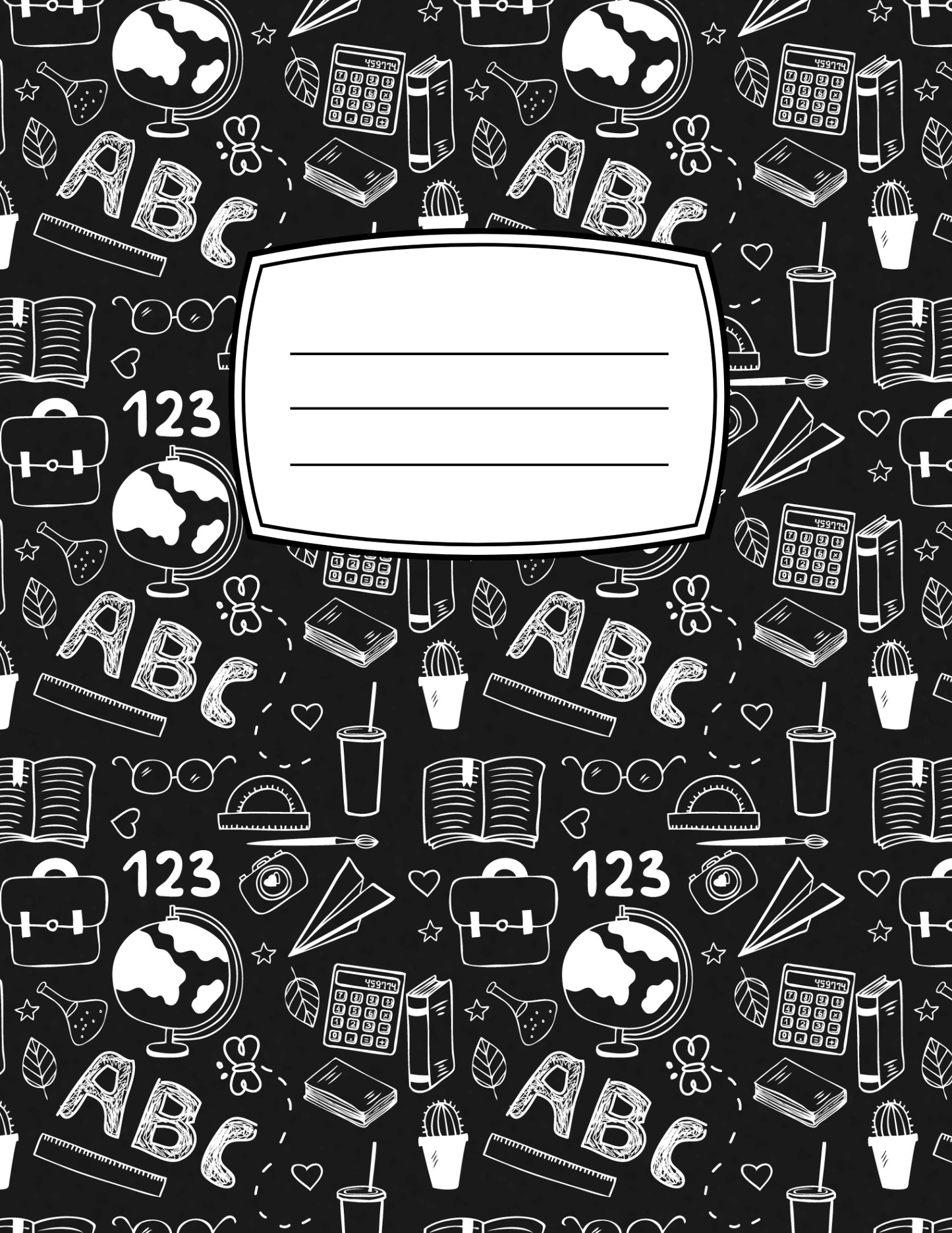 Glossy Composition Notebook Cover Sticker Digital Download