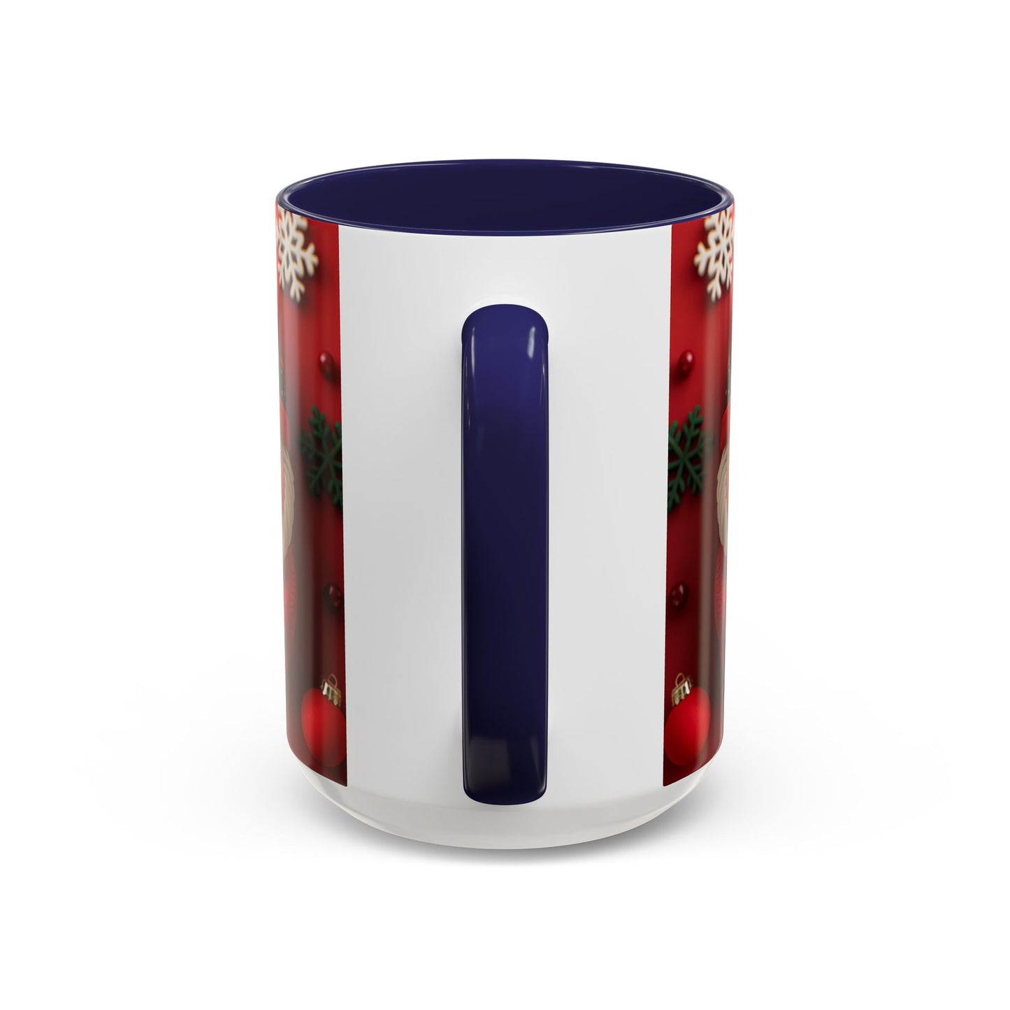 Cute Santa Pattern Accent Coffee Mug | Christmas Holiday Snowflakes