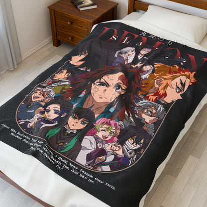 Demon Slayer Character Collage Blanket | Velveteen Plush Blanket