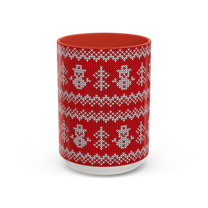 Snowman Knit Pattern Accent Mug | Christmas Holiday Coffee Cup