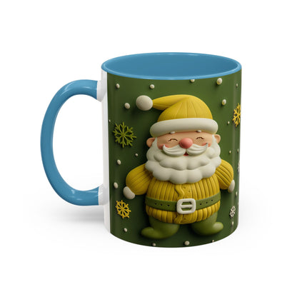 Yellow Santa Holiday Mug | Christmas Accent Coffee Mug (11,15oz)