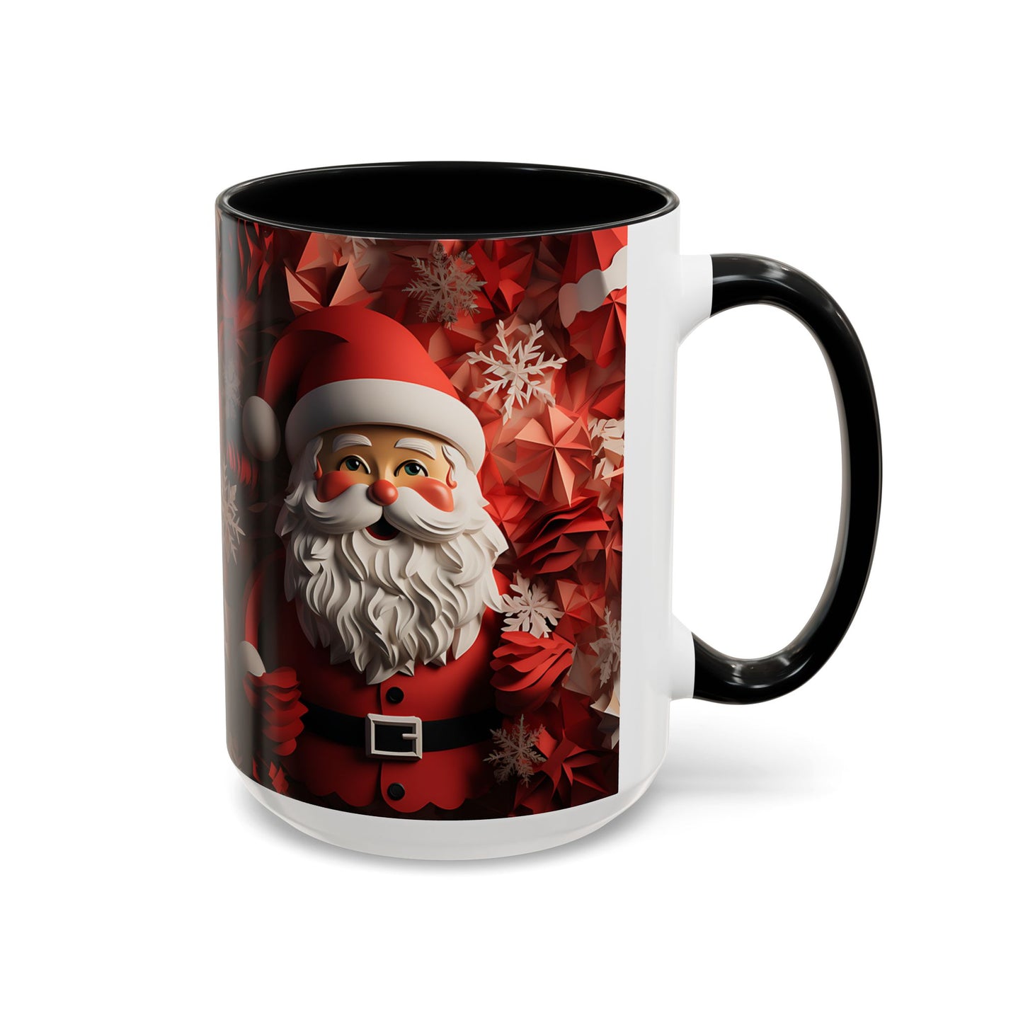 Santa Claus Mug | Christmas Santa Coffee Mug, Red Snowflake Holiday Ceramic