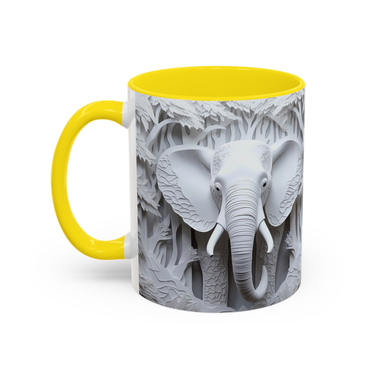 Elephant Relief Accent Coffee Mug  Grey Carved Jungle Design (11/15oz)