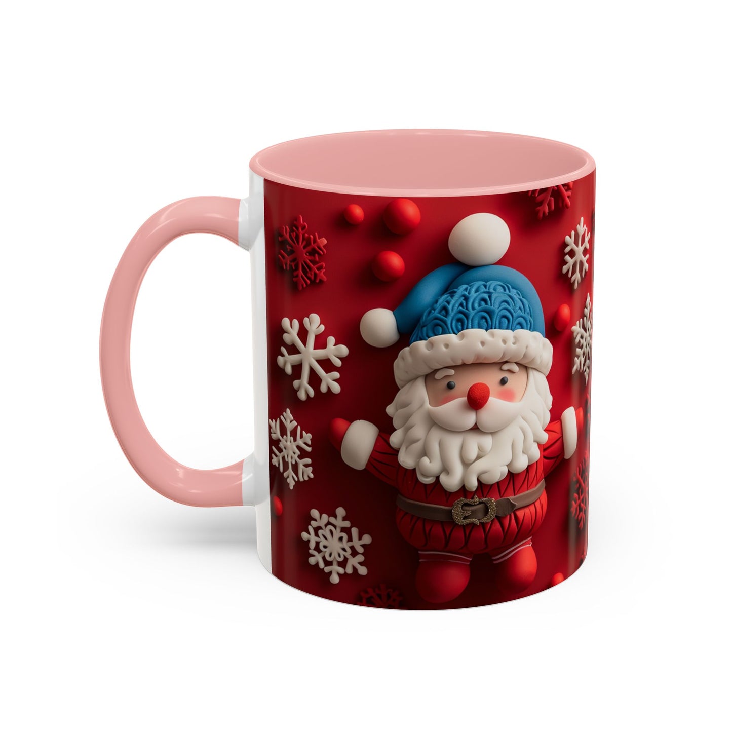 Santa Claus Pattern Mug | Red Snowflakes Christmas Coffee Cup