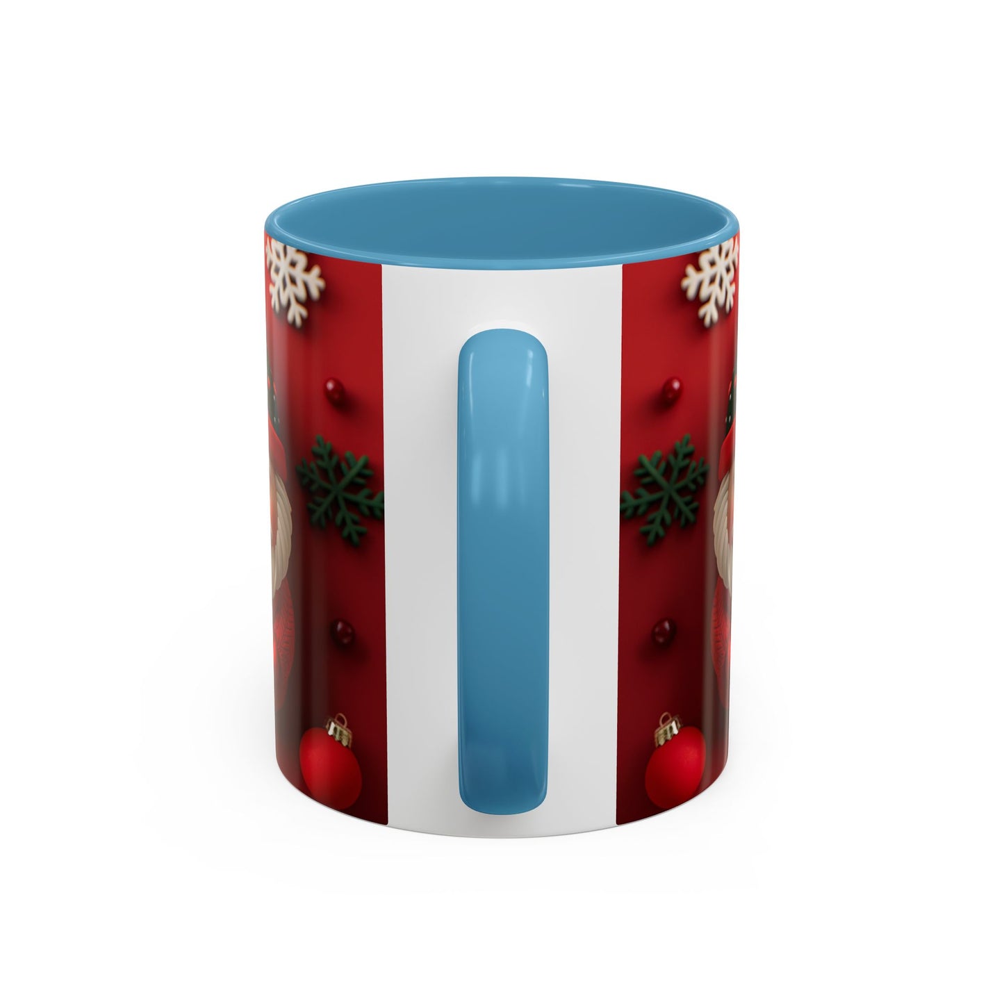 Cute Santa Pattern Accent Coffee Mug | Christmas Holiday Snowflakes