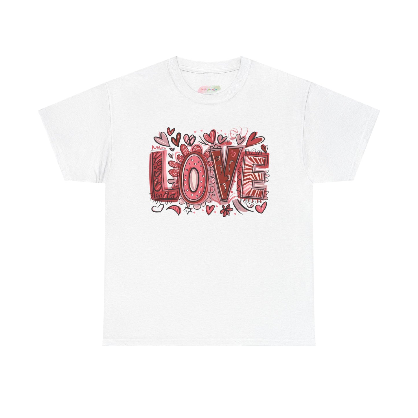 Love Doodle T-Shirt | Hand-Drawn Hearts, Valentine Typography