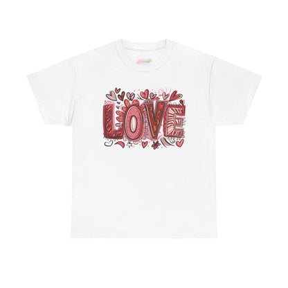 Love Doodle T-Shirt | Hand-Drawn Hearts, Valentine Typography