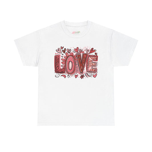 Love Doodle T-Shirt | Hand-Drawn Hearts, Valentine Typography