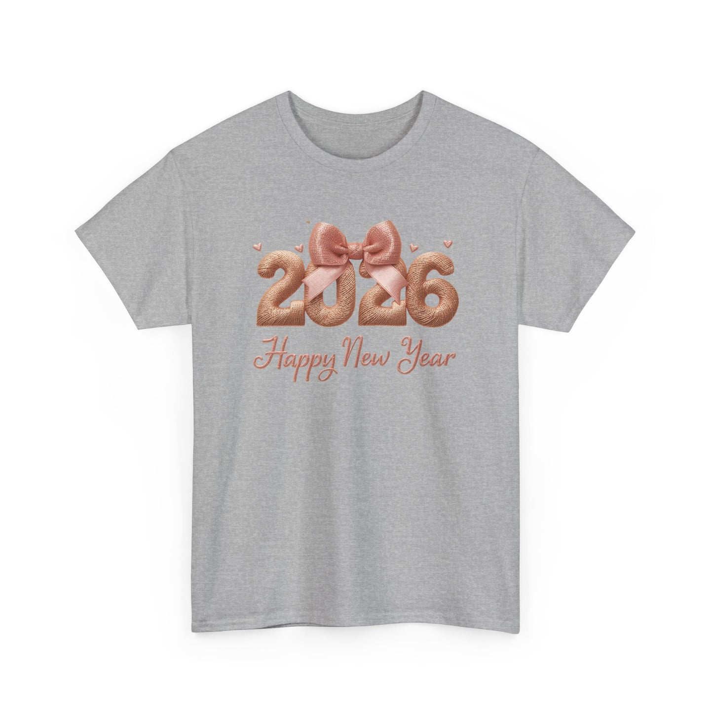 2026 Happy New Year T-Shirt — Rose Gold Balloon Numbers Graphic Tee