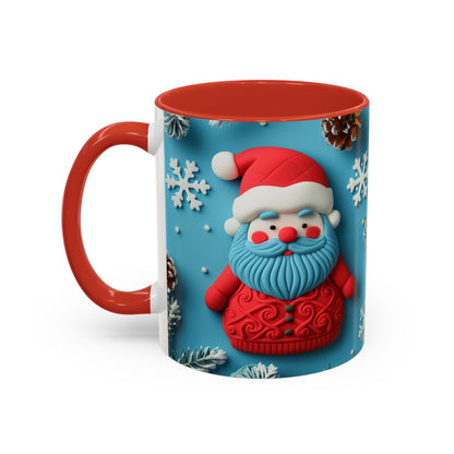 Blue Santa Claus Mug | Snowflakes Holiday Coffee Mug
