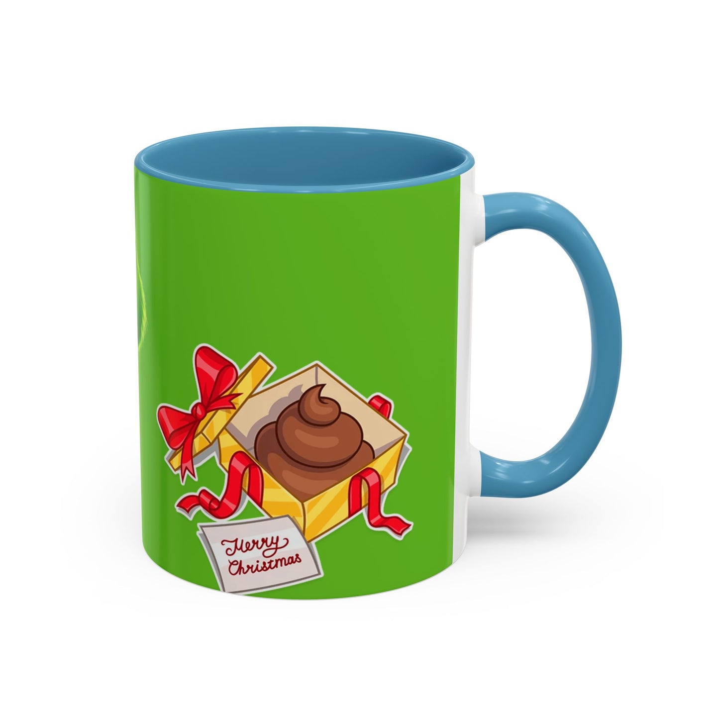 Grinch Character with Poop Present Mug | Accent Coffee Mug