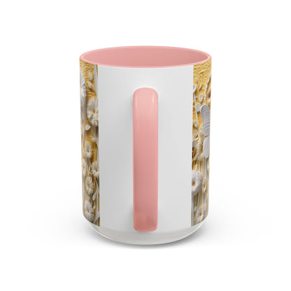 White Floral Relief with Butterflies Accent Mug | 11oz 15oz