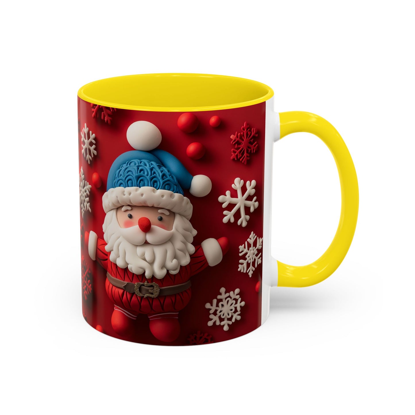 Santa Claus Pattern Mug | Red Snowflakes Christmas Coffee Cup