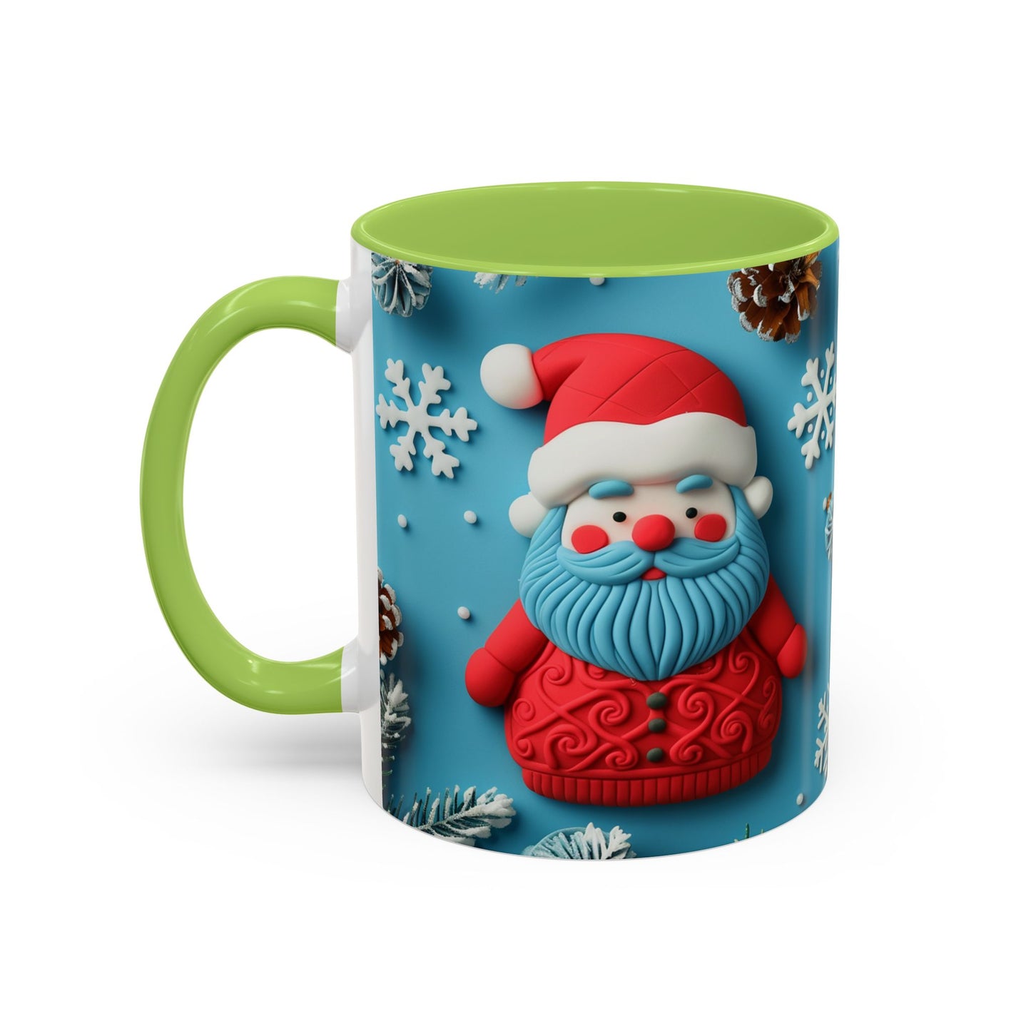 Blue Santa Claus Mug | Snowflakes Holiday Coffee Mug