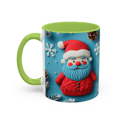 Blue Santa Claus Mug | Snowflakes Holiday Coffee Mug