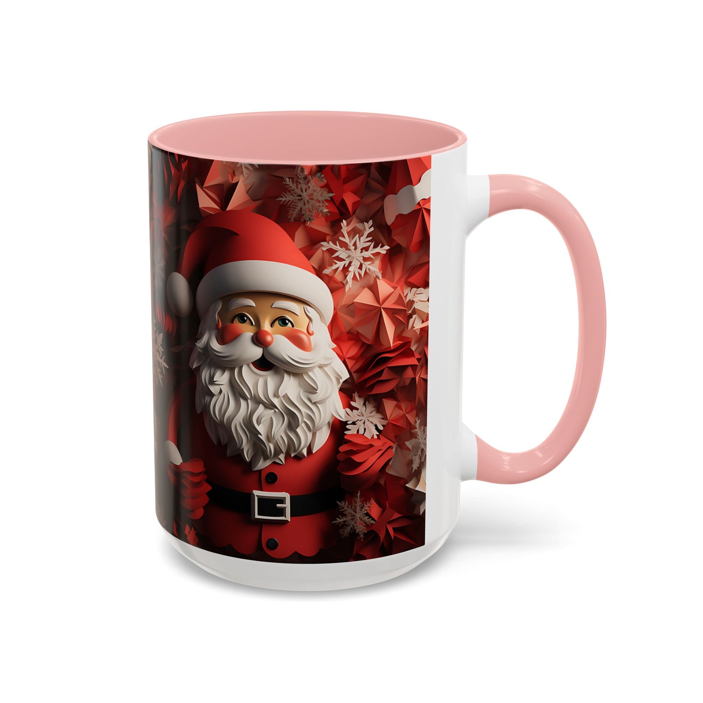 Santa Claus Mug | Christmas Santa Coffee Mug, Red Snowflake Holiday Ceramic