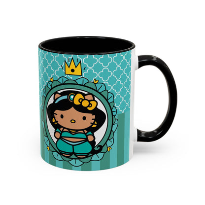 Princess Girl Cartoon Teal Accent Coffee Mug | 11oz 15oz