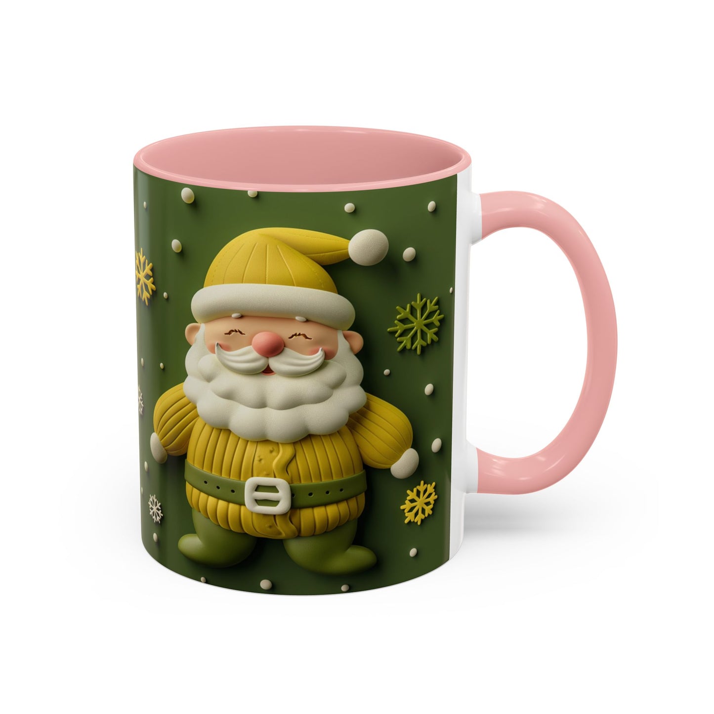 Yellow Santa Holiday Mug | Christmas Accent Coffee Mug (11,15oz)