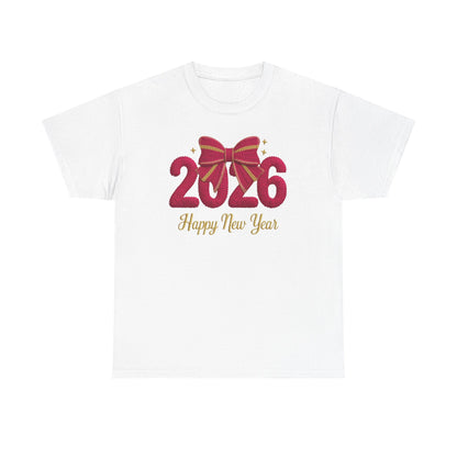 2026 Happy New Year Tee Festive Ribbon New Year Day T-Shirt