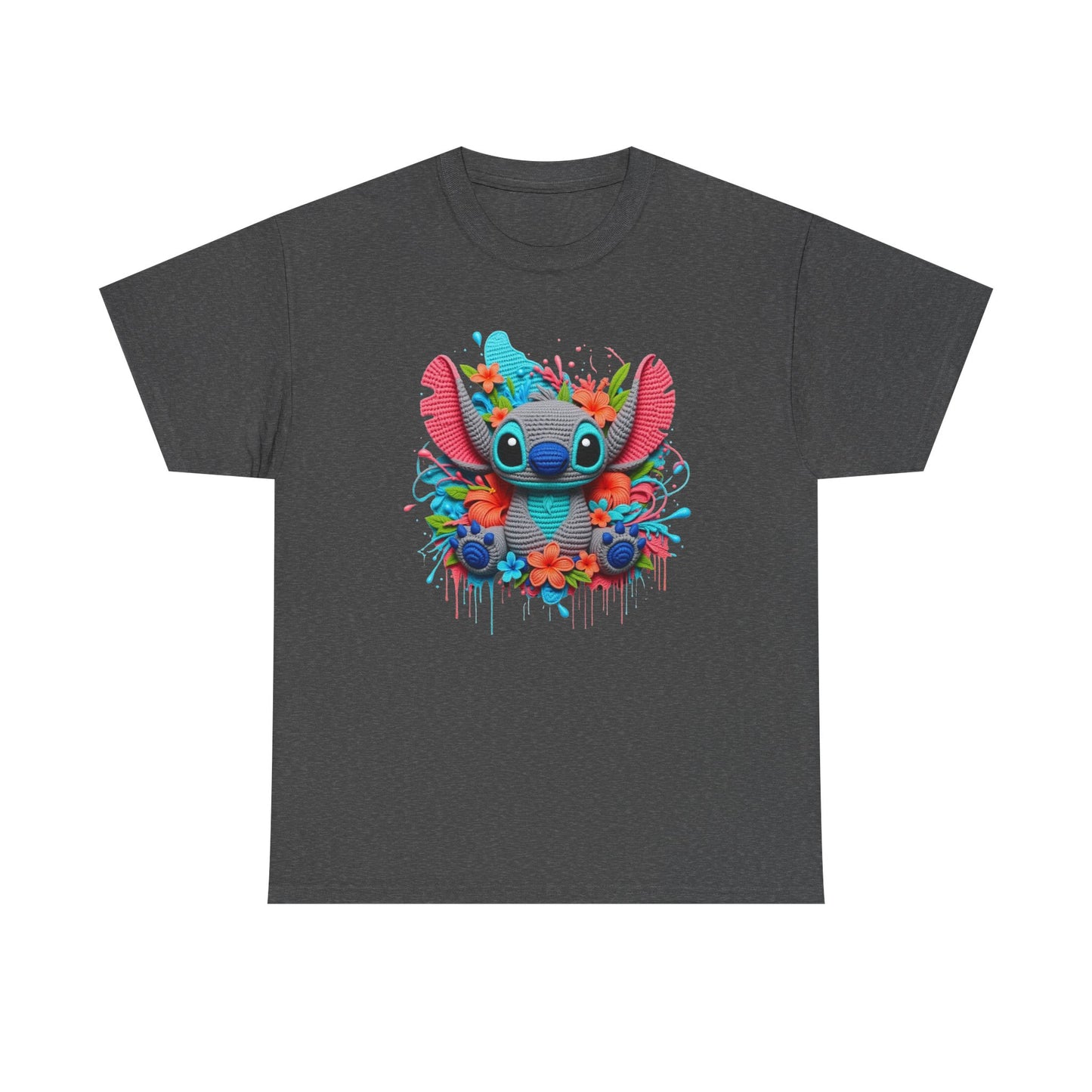 Colorful Floral Stitch Character T-Shirt | Cute Alien with Flowers