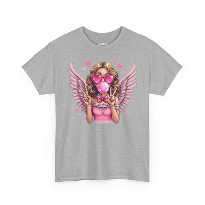 Pink Bubblegum Angel Tee | Winged Girl, Heart Sunglasses, Cute Retro