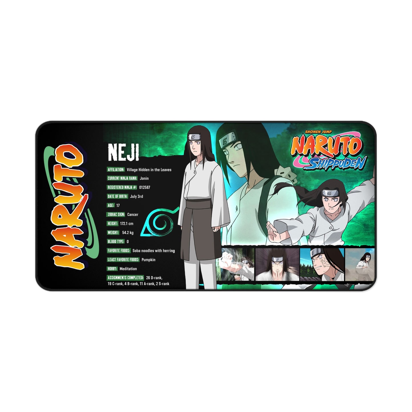 Neji Hyuga Naruto Shippuden Desk Mat | Anime Gaming Mouse Pad