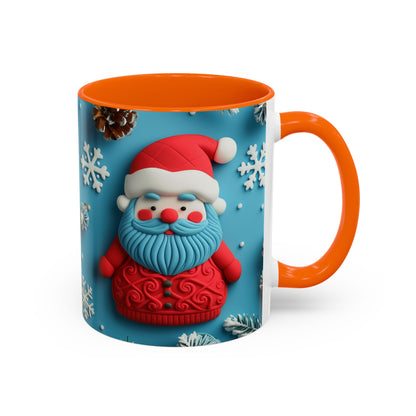 Blue Santa Claus Mug | Snowflakes Holiday Coffee Mug