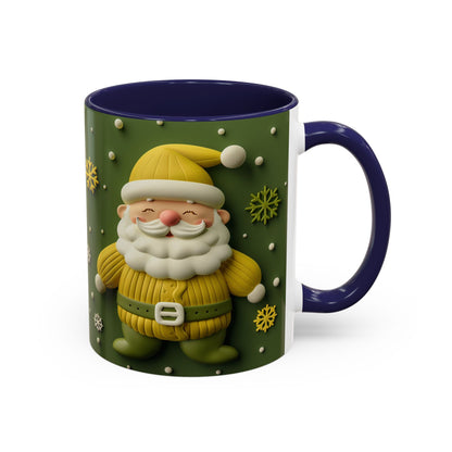 Yellow Santa Holiday Mug | Christmas Accent Coffee Mug (11,15oz)