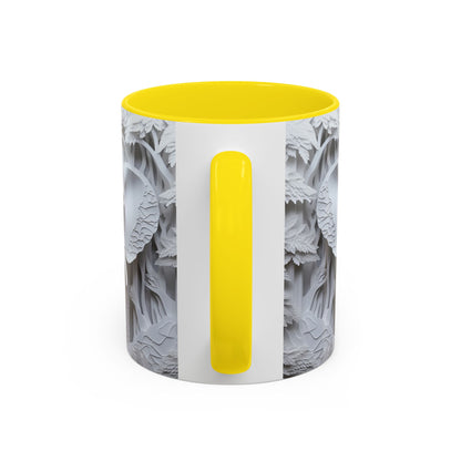 Elephant Relief Accent Coffee Mug — Grey Carved Jungle Design (11/15oz)