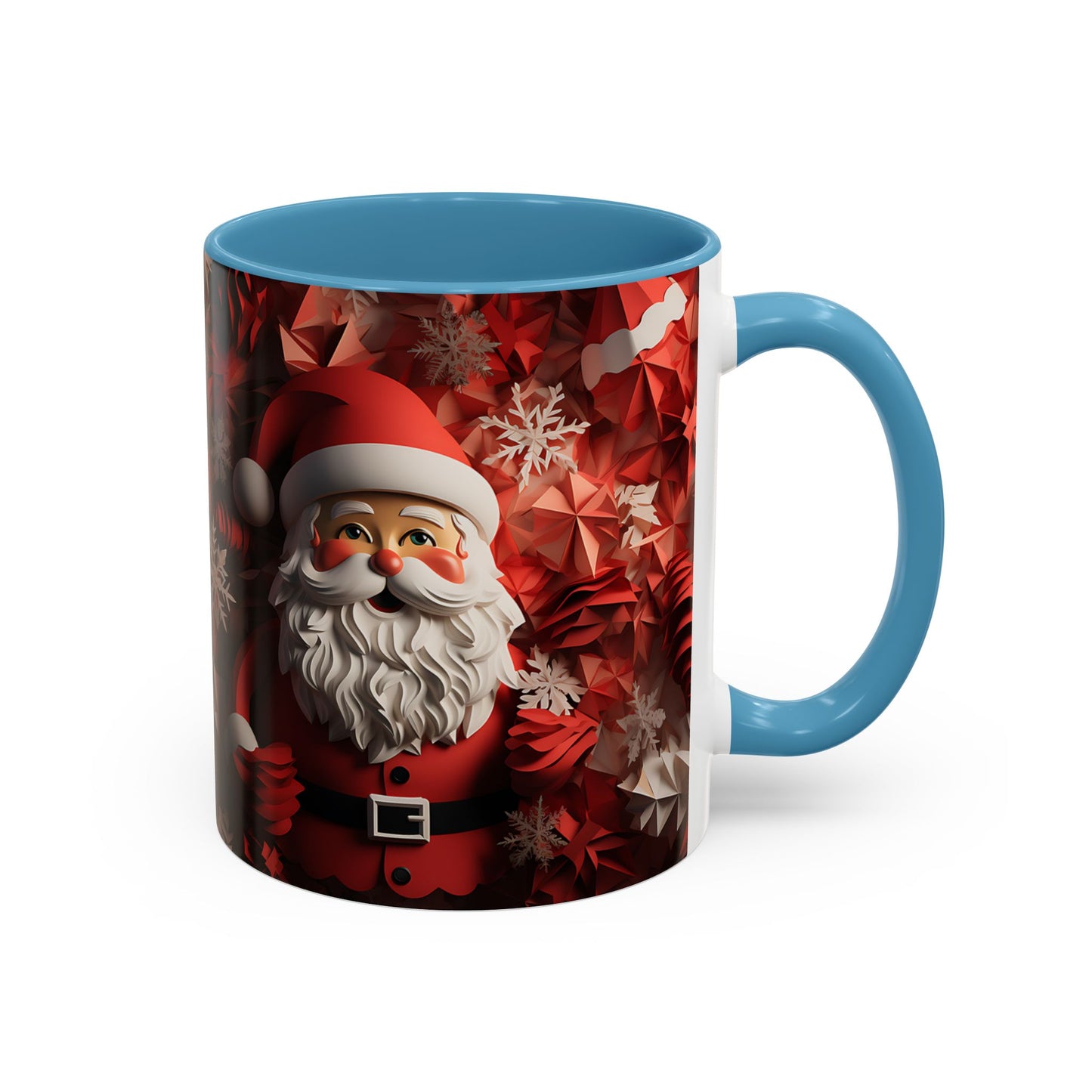 Santa Claus Mug | Christmas Santa Coffee Mug, Red Snowflake Holiday Ceramic