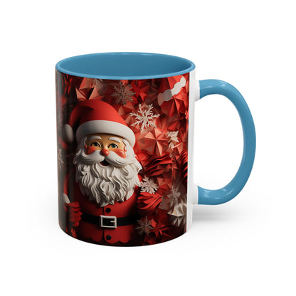 Santa Claus Mug | Christmas Santa Coffee Mug, Red Snowflake Holiday Ceramic