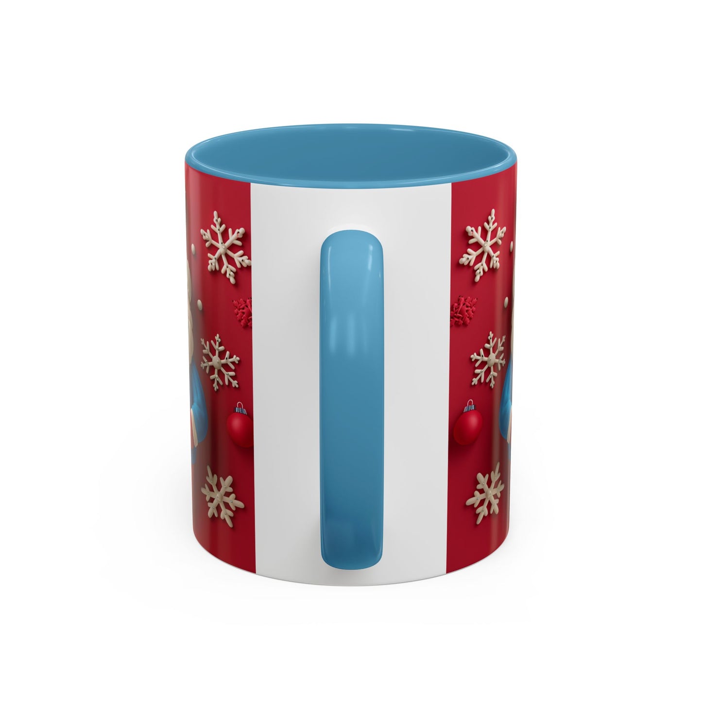 Clay Santa Pattern Mug | Christmas Snowflake Accent Coffee Mug