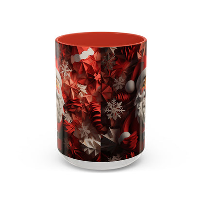 Santa Claus Mug | Christmas Santa Coffee Mug, Red Snowflake Holiday Ceramic