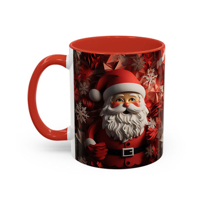 Santa Claus Mug | Christmas Santa Coffee Mug, Red Snowflake Holiday Ceramic