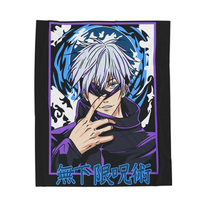 Anime Sorcerer Illustration Velveteen Plush Blanket | Jujutsu Theme