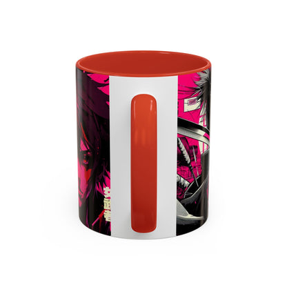 Neon Anime Samurai Mug | Accent Coffee Mug 11oz 15oz