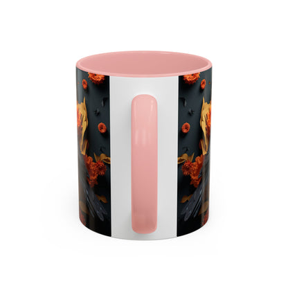 Autumn Raven Accent Coffee Mug — Black Crow & Orange Chrysanthemums (11/15oz)