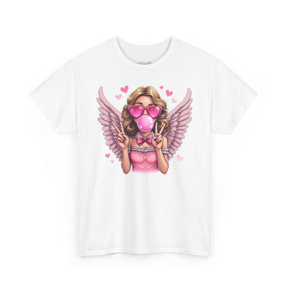 Pink Bubblegum Angel Tee | Winged Girl, Heart Sunglasses, Cute Retro