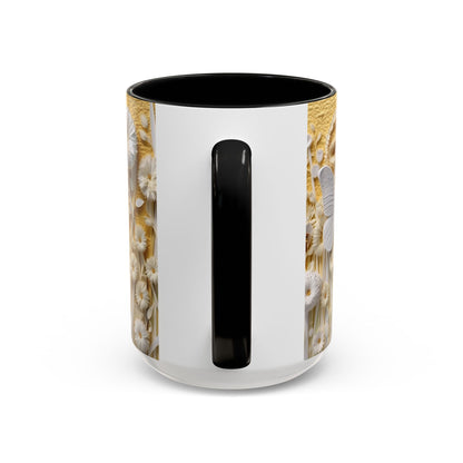 White Floral Relief with Butterflies Accent Mug | 11oz 15oz