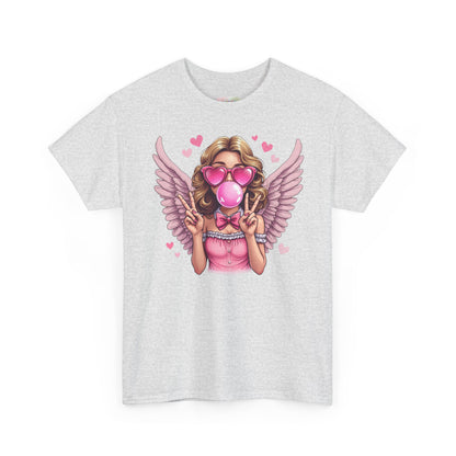 Pink Bubblegum Angel Tee | Winged Girl, Heart Sunglasses, Cute Retro