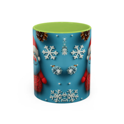 Blue Santa Claus Mug | Snowflakes Holiday Coffee Mug