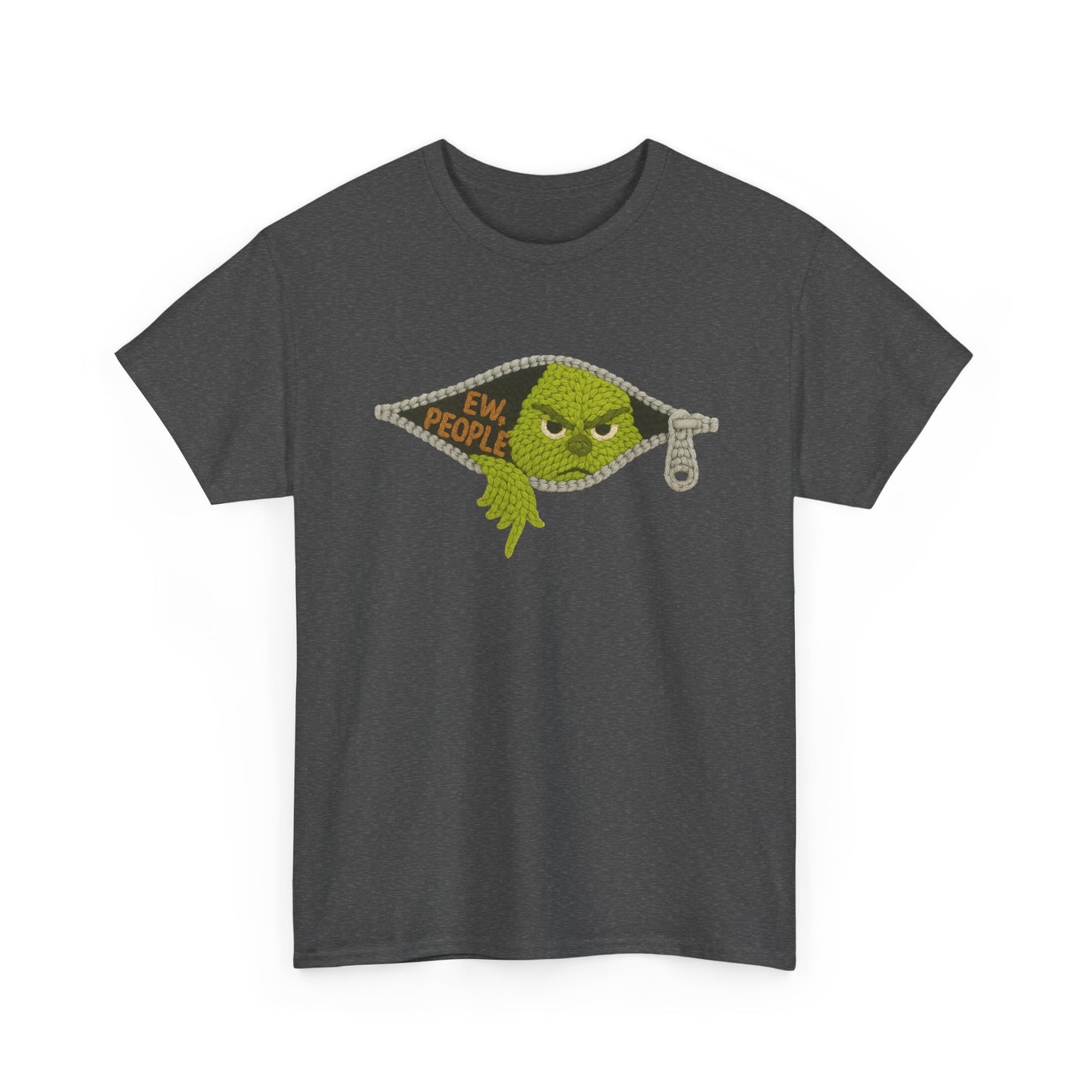 Grumpy Green Monster Peeking Tee | "Ew People" graphic