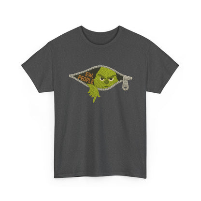 Grumpy Green Monster Peeking Tee | "Ew People" graphic