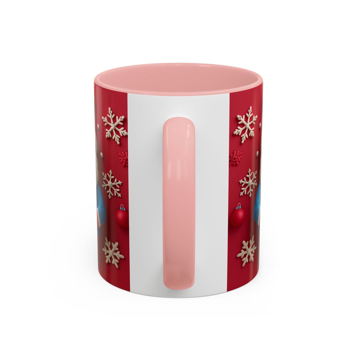 Clay Santa Pattern Mug | Christmas Snowflake Accent Coffee Mug